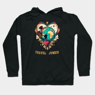 Travel Junkie, Tattoo Style Hoodie